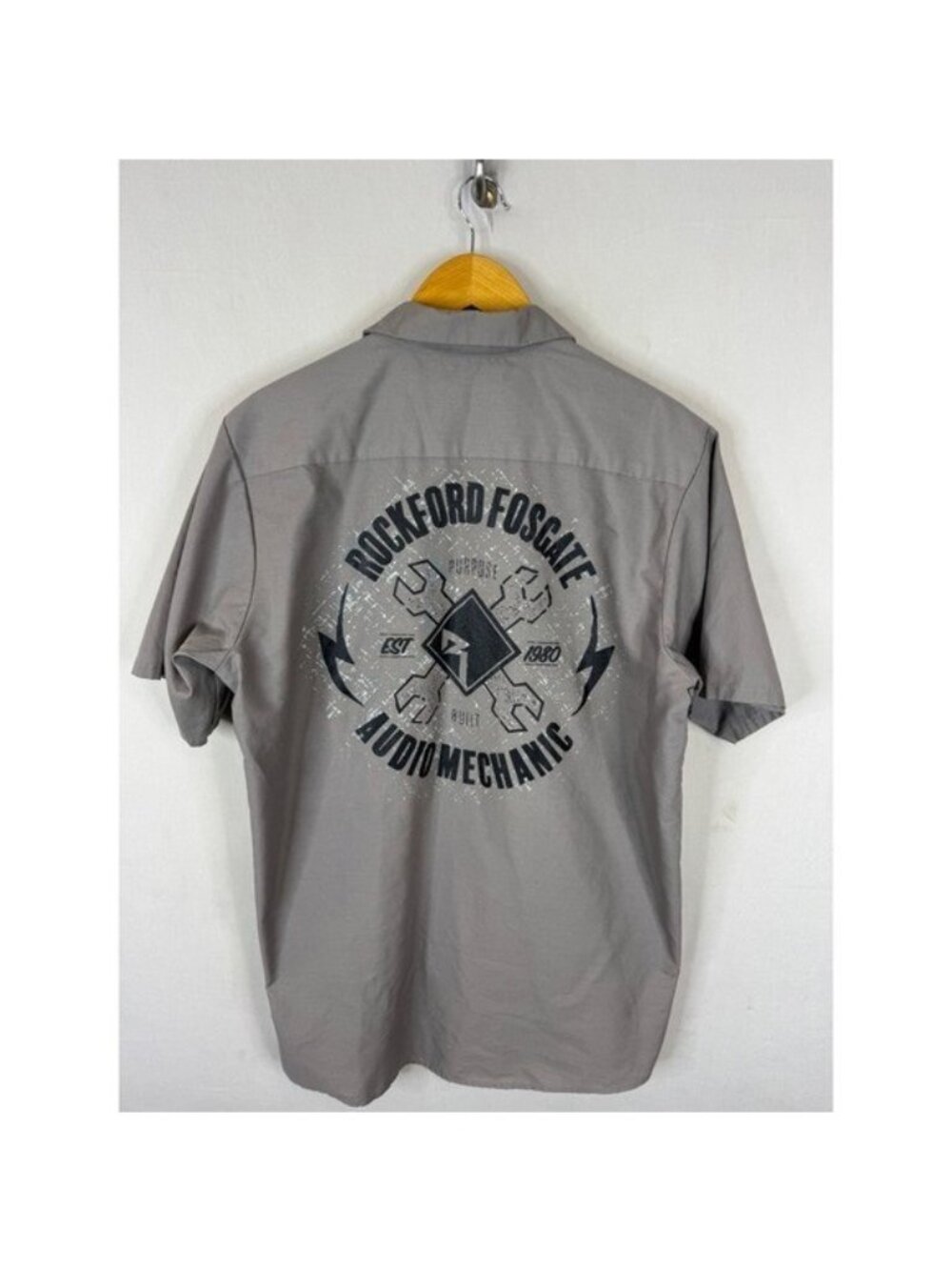 Red Kap Rockford Fosgate Audio Mechanic Work Shirt Gray Mens Large SP24GY L SS